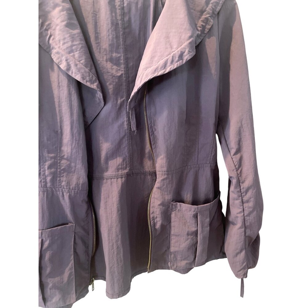 Hanna For The Journey Zip-Up Jacket  Ruffled Collar Women Size 1 Purple Plum - Picture 9 of 10